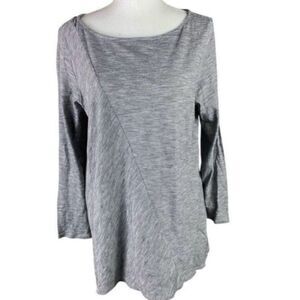 Pure Jill Womens Gray Striped Asymmetrical Tunic Size Medium Petite